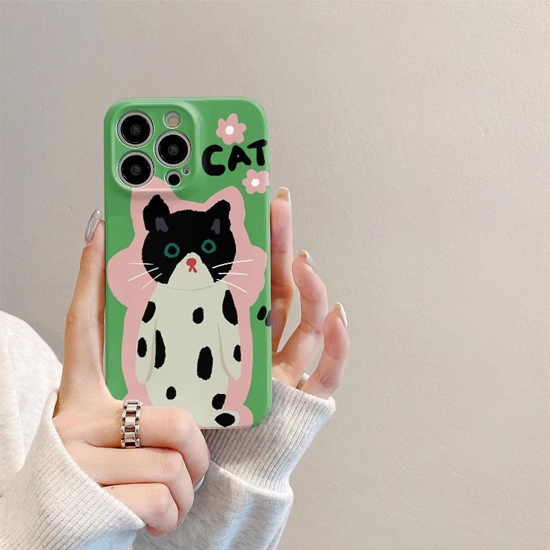 Fun Standing Cat Is Suitable for Apple 15Promax Mobile Phone Case 16PRO Cartoon 14 Film 13 Hard Case 12 Japan and Korea