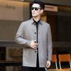 Spring and Autumn Mulberry Silk Men's Windbreaker Middle-aged Loose Thin Large Size Top Business Casual Lapel Dad Jacket