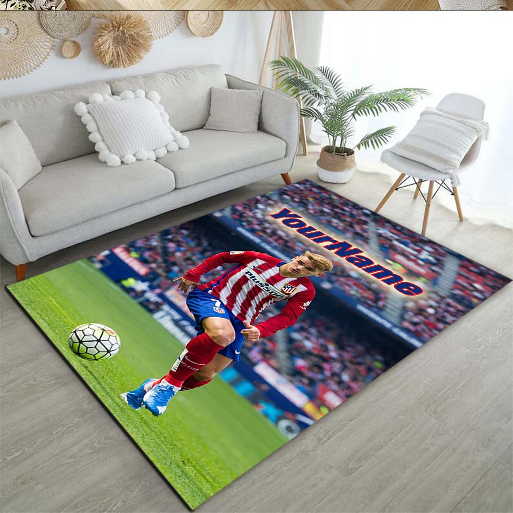 Atletico Madrid Benutzerdefinierter Namensbereich Teppich Geeignet für Schlafzimmer Arbeitszimmer Wohnzimmer Dekorieren Sie den Raum Rutschfester Teppich Anime Büro Dekor