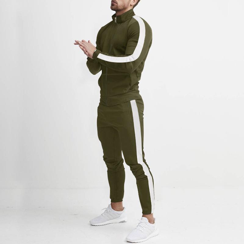 Autumn and Winter Casual Men's Sports Suit Color Matching Men's Clothing
