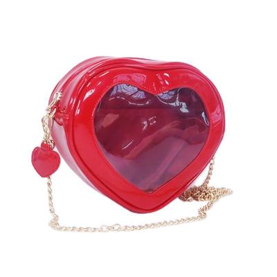 Herzförmige Plüschtier-Ita-Tasche, Ita-Tasche, durchsichtige Tasche, transparente Plüschtiertasche, rot [Produkt]