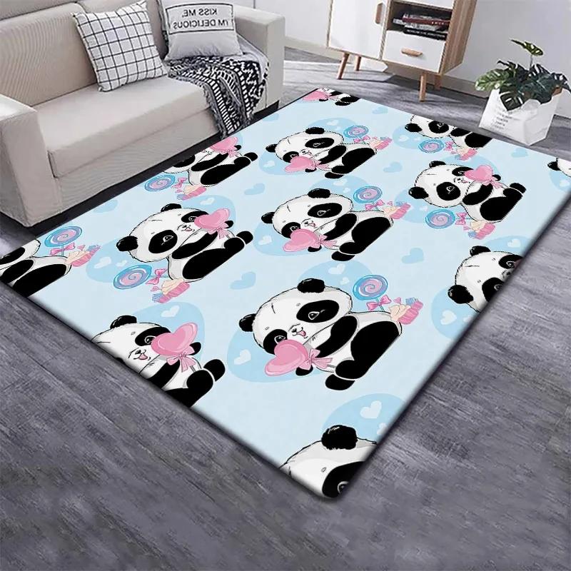 Cute Panda Carpet for Bedroom Bathroom Living Room Decor Baby's Crawling Mat Soft Cartoon Animal Area Rug Non-slip Play Mats