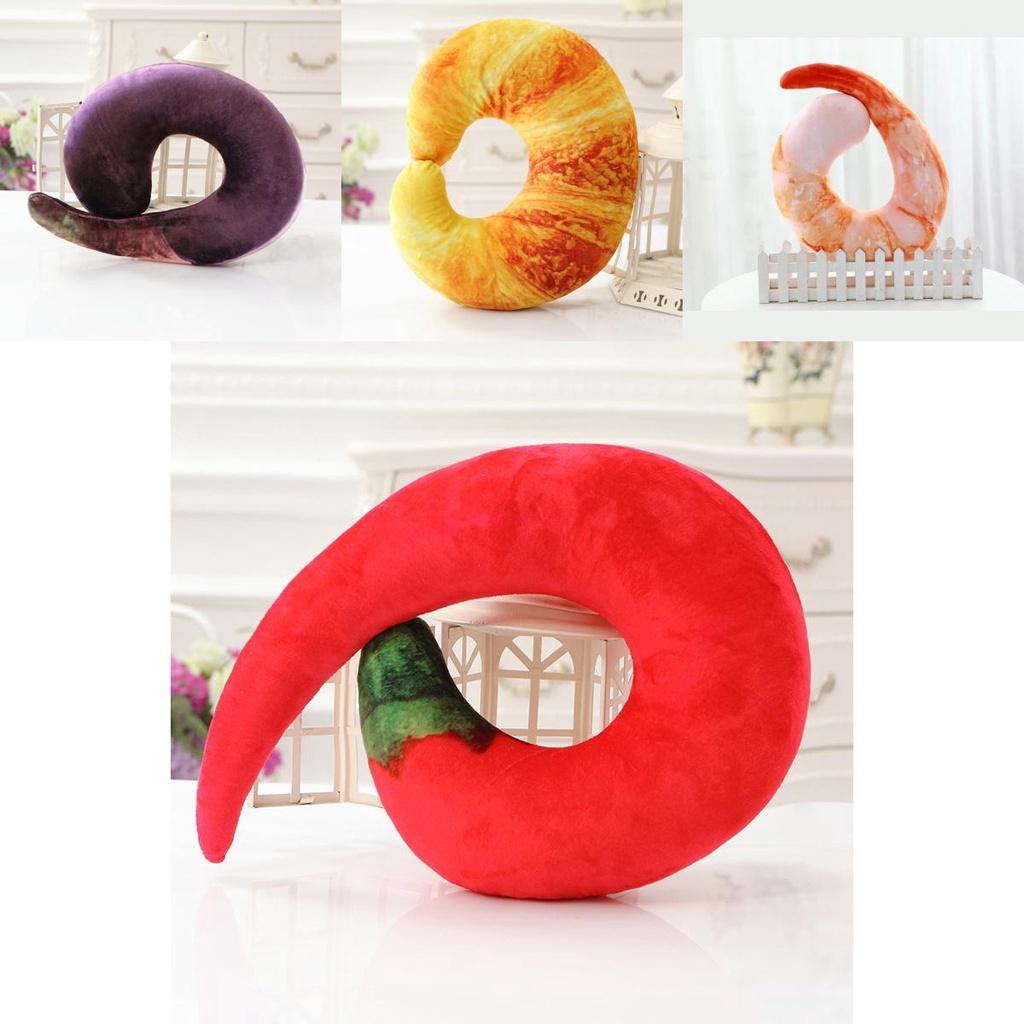 Tcmy Fashion Peeled Prawns Plush U Neck Pillow For Travel And Nap Shrimp Cushion Jelly Toy