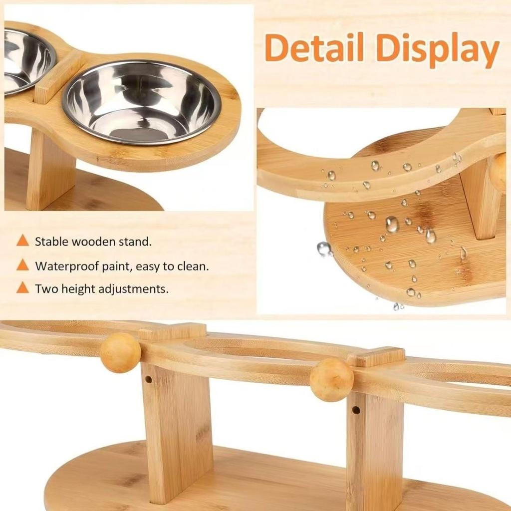 Three-tier cat feeding bowl with adjustable-angle bowls and a 15° inclined stand suitable for indoor puppies and kittens