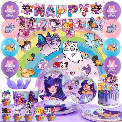Aphmau Sada balónků Aphmau Sada party dekorací Dekorace na narozeninovou oslavu Nádobí Balónkový banner atd.