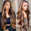 13*4 Front Lace Wig Women With Large Wave Highlights Long Curly Hair Fluffy Full Headgear