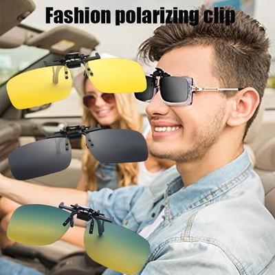 Occhiali da sole polarizzati con clip flip-up da uomo e da donna, con lenti gialle per la visione notturna, occhiali da guida, occhiali da pesca, occhiali da sole