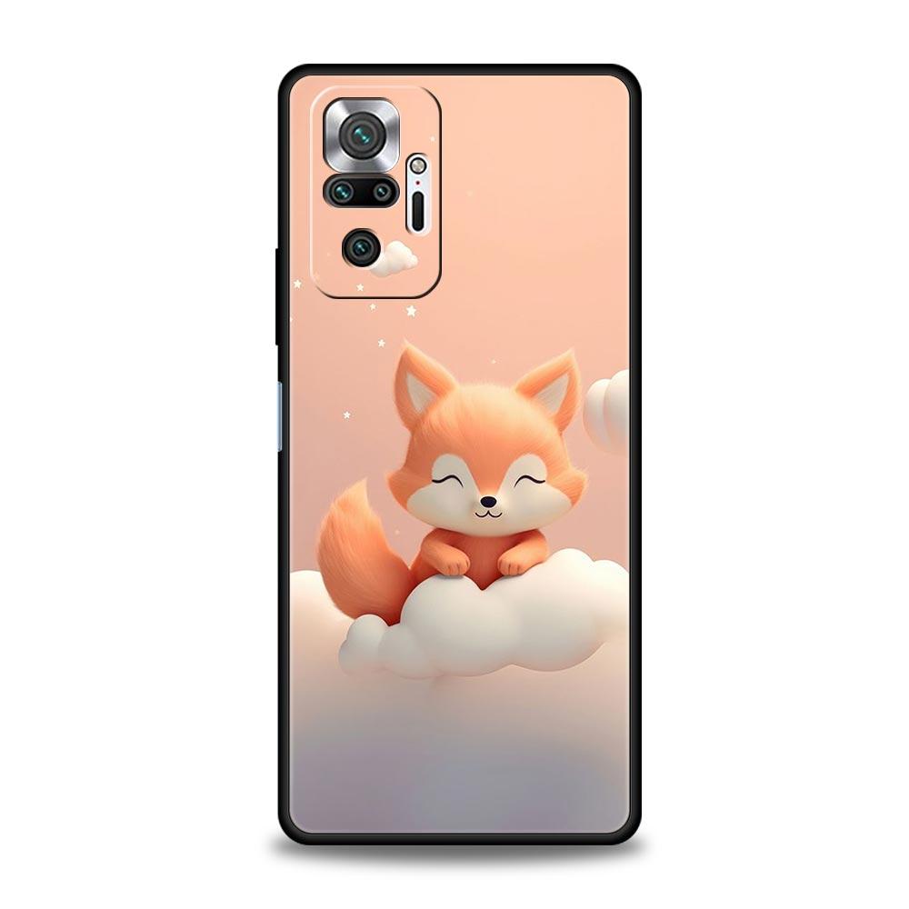 Phone Case Cover for Redmi 14C 10C Note 15 14 13 12 10 11 Pro Plus K40 5G Soft TPU Shockproof Fundas Shell Cute Animal Fox Capas