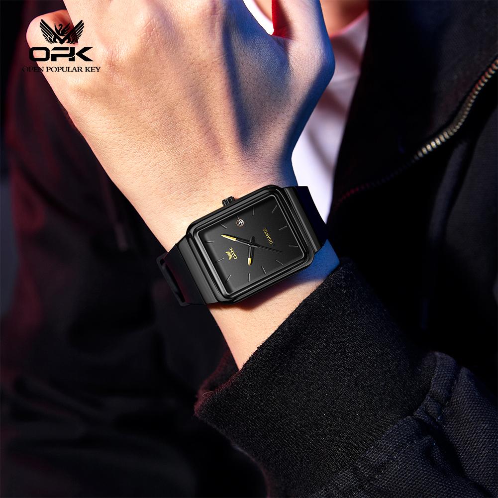 OPK Brand Watch Single Calendar Silicone Strap Men's Watch Casual Simple Waterproof Quartz Watch 8194