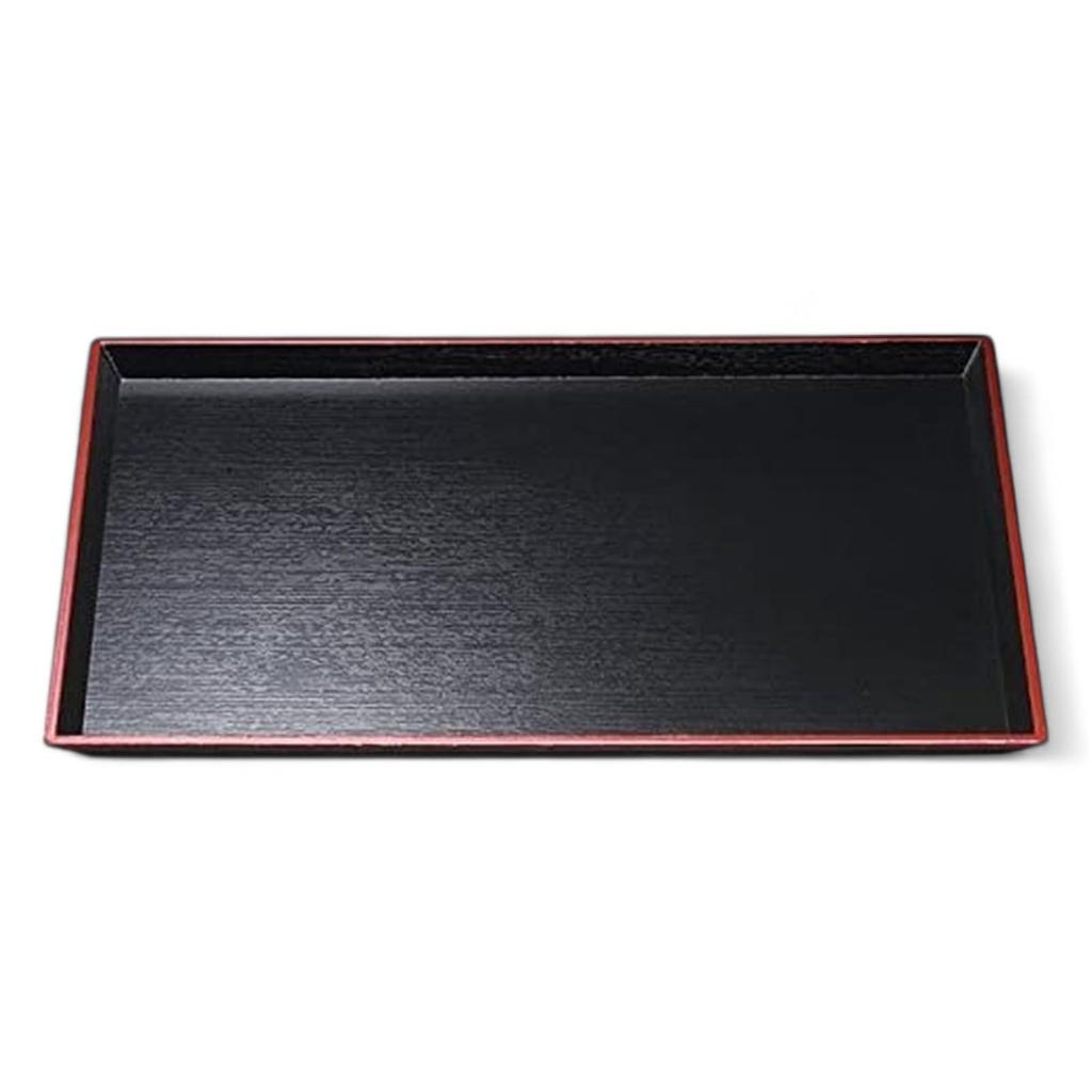 Seiryu Long Wood Grain Tray Lacquerware Made In Japan J-kitchens 4-shaku (1.4m) (Tray/Tray) Black/Red, Non-Slip, (ABS Resin),
