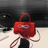 Portable Casual Simple Personalized Bow Women's Bag New Fashion Shoulder Messenger Small Square Bag