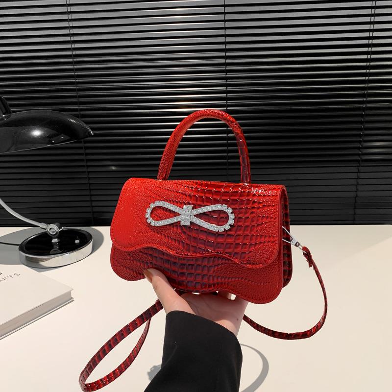 Portable casual simple personalized bow women's bag new fashion shoulder messenger small square bag