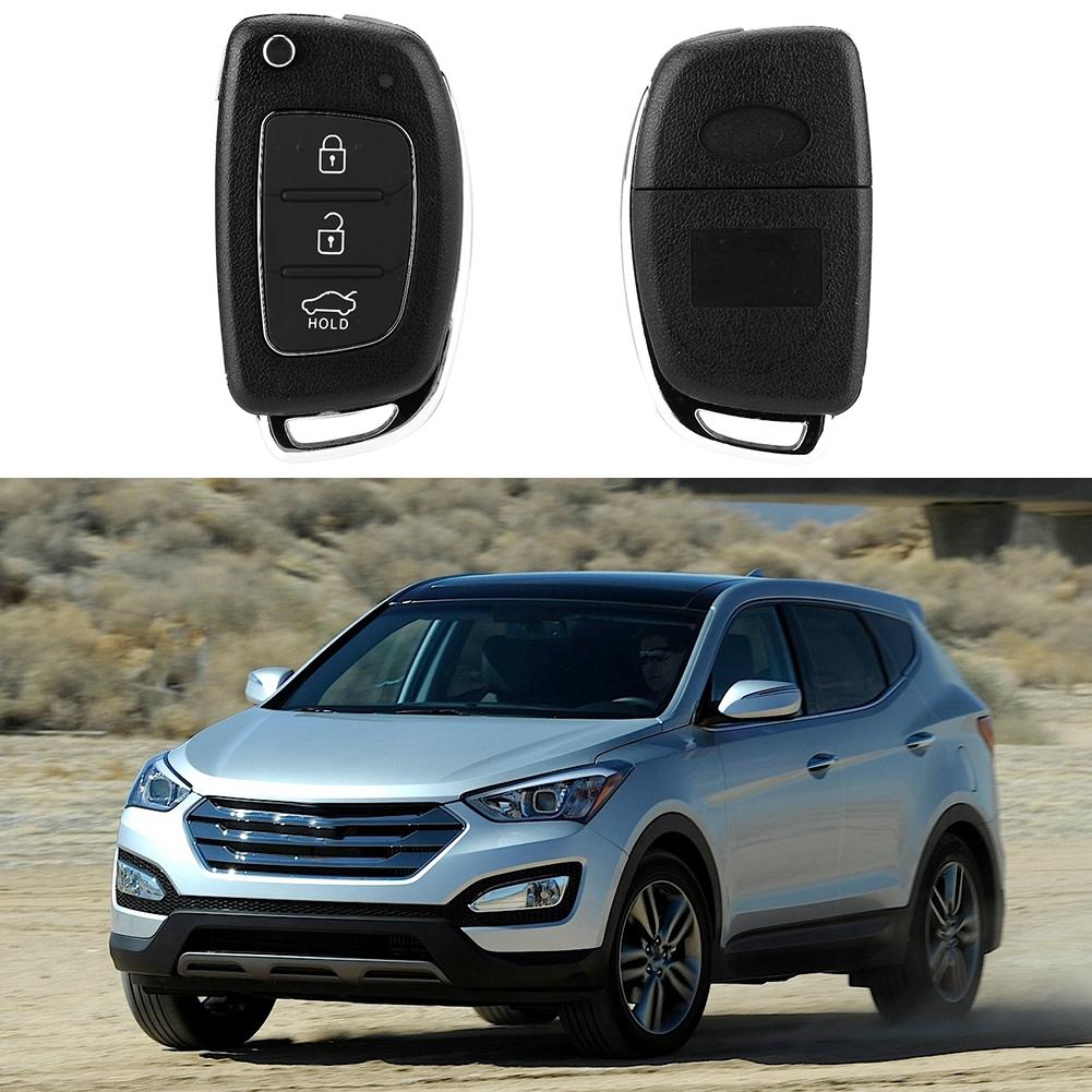 Flip 3 Button Remote Key Fob Case Shell Cover Fit For Hyundai Santa Fe (ix45) 2013 2014