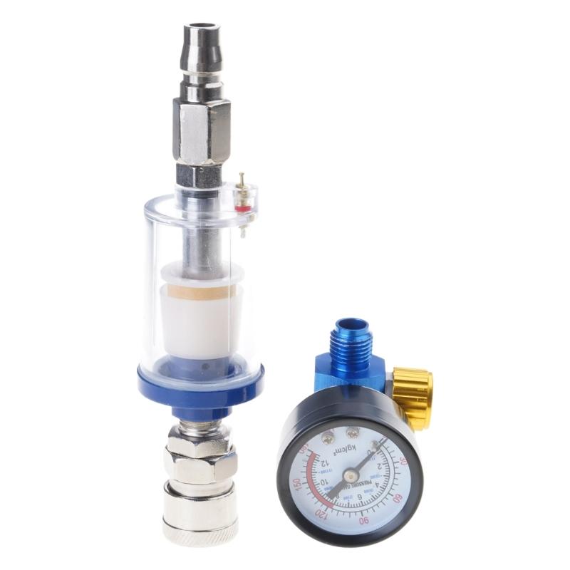 Pneumatikwerkzeug Öl-Wasser-Abscheider Luftfilter mit Manometer für Spritzpistolen Airbrush-Regler Feuchtigkeitsfilter