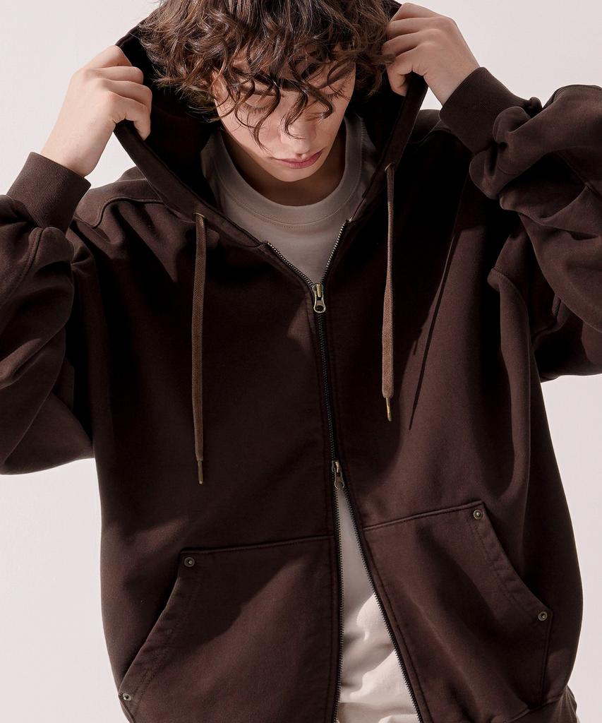 Twn Copper Pigment Crop Zip-Up Hoodie Brown Jyhd3570