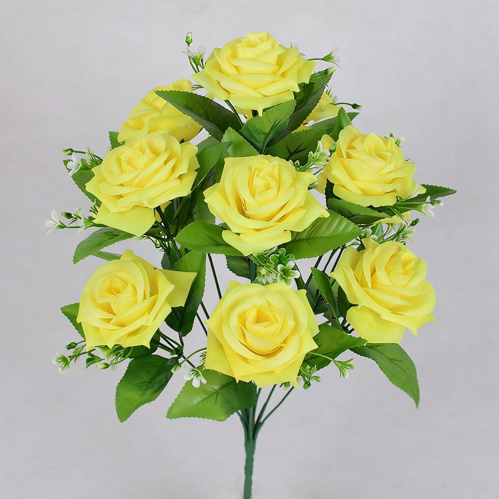 12 Heads Real Happy Silk Flower Mini Rolled Edge Fake Rose Flowers Bouquet Plastic Photography Photo Gift