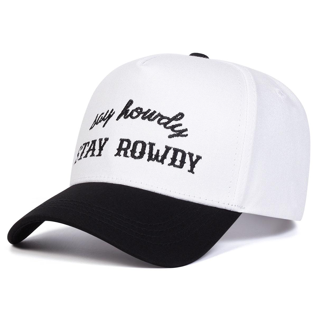 

Мужская кепка-пятипанелька с вышивкой букв STAY ROWDY Бейсболка Уличная регулируемая Солнцезащитная Повседневная шляпа Весна Осень Путешествия Туризм Пляжный отдых чёрный/белый
