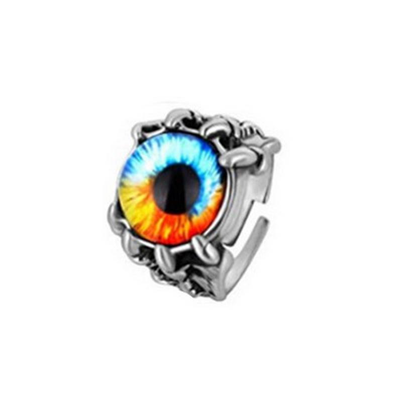 5 Colors Fashion Creative Evil Eye Rings For Men Women Personality Male Punk Zircon Men's Bar Night Club Accessories Gifts