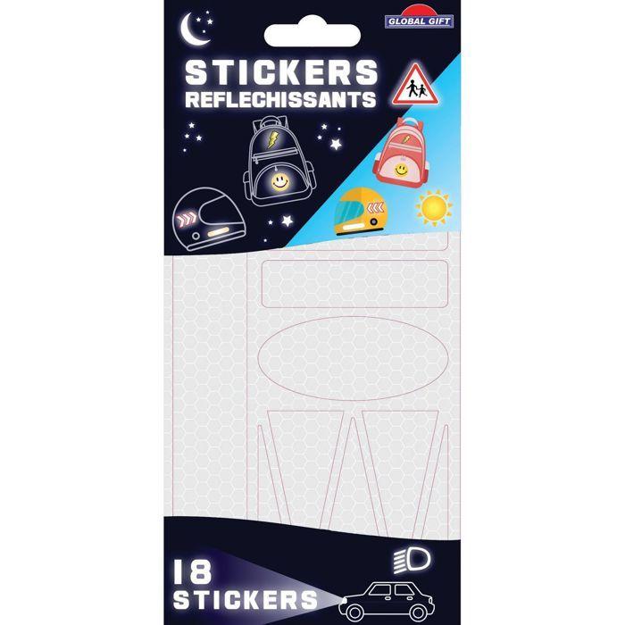 Stickers rétro-réfléchissants - GLOBAL GIFT - Géométrie - Phosphorescent - Multicolore - 18 pièces
