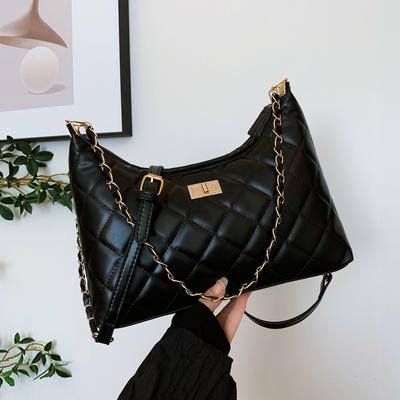 Retro elmas zincirli tote çanta kadın yeni işe gidip gelme çok yönlü koltuk altı çantası omuz askılı postacı çantası