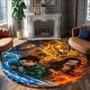 1pc Demon Slayer1 Print Round Carpet Chair Round Carpet Suitable for Bedroom Living Room Home Decorative Carpet