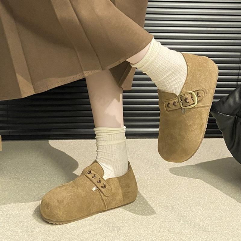 Γυναικεία Loafers 2026 Φθινόπωρο Χειμώνας Νέα Μόδα Λουράκι με Αγκράφα Εσωτερικό Αυξημένο Ύψος Casual Παπούτσια Εξωτερικού Χώρου Αντιολισθητικά Vintage Μπαλαρίνες
