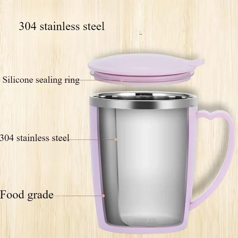 350ml vakuový hrnek přenosný izolovaný hrnek pro venkovní cestování dvojitá stěna z nerezové oceli kávový hrnek s rukojetí a víkem