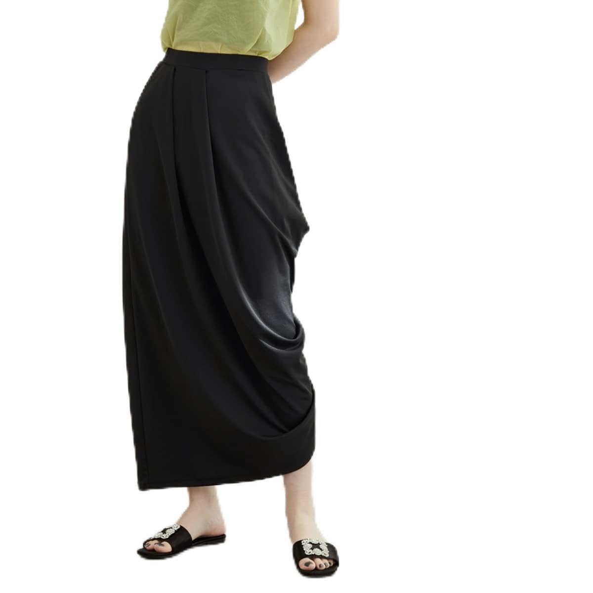 

et Rope Skirt Smooth Drape Skirt GAC22000 Black [Adam Femme] [Sustainable] (01)