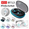 1/2Pcs X55 Wireless Earbuds BT 5.3 Noise Cancelling Sense-Free Micro Sleep Earbuds Touch Control Open Ear Headsets for Sleep