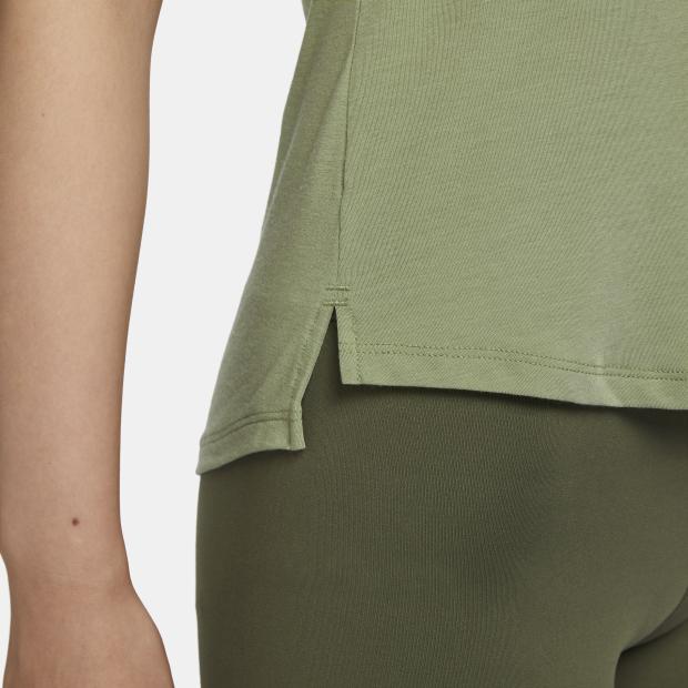 Nike Solid Color Breathable Round Neck Short Sleeve T-Shirt Women Tops Olive-Green DD0619-386