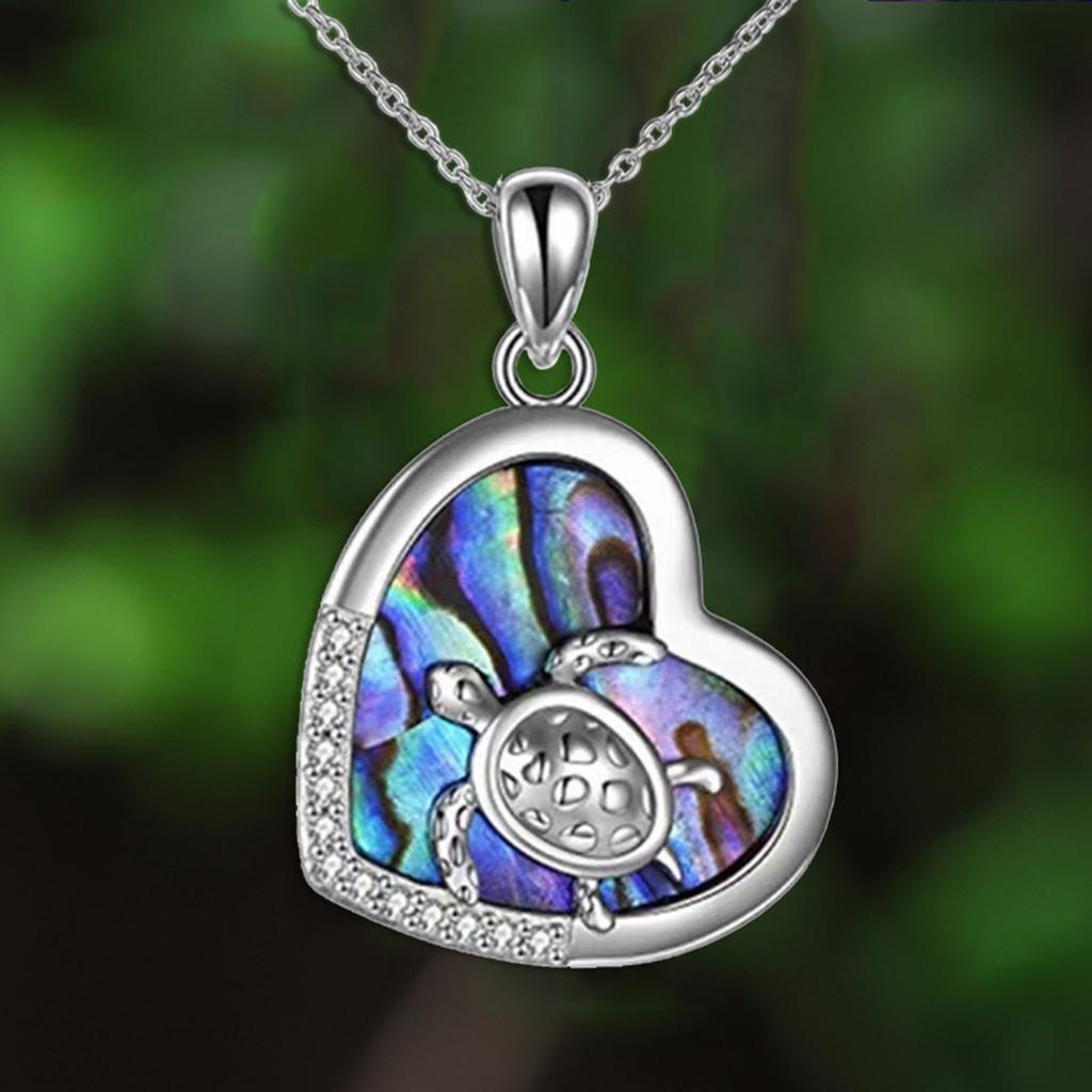 Meeresschildkröten-Halskette Sterling Silber Liebesherz Mutter Kind Schildkrötenanhänger Halskette Schildkrötenschmuck Geschenke A Halsketten für Frauen