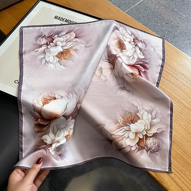 

100% Натуральный Настоящий Шелковый Шарф Женский Принт Повязка на Шею Волосы Шаль Бандана Квадратные Шарфы Обертывание Косынка Тутовый Высококачественный Хиджаб 53x53cm