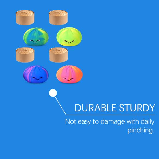 Smiling Steamed Bun Stress Ball Anti-Anxiety Cartoon Dumpling Squeeze Toy Soft Simulated Dough Ball Fidget Sensory Toy