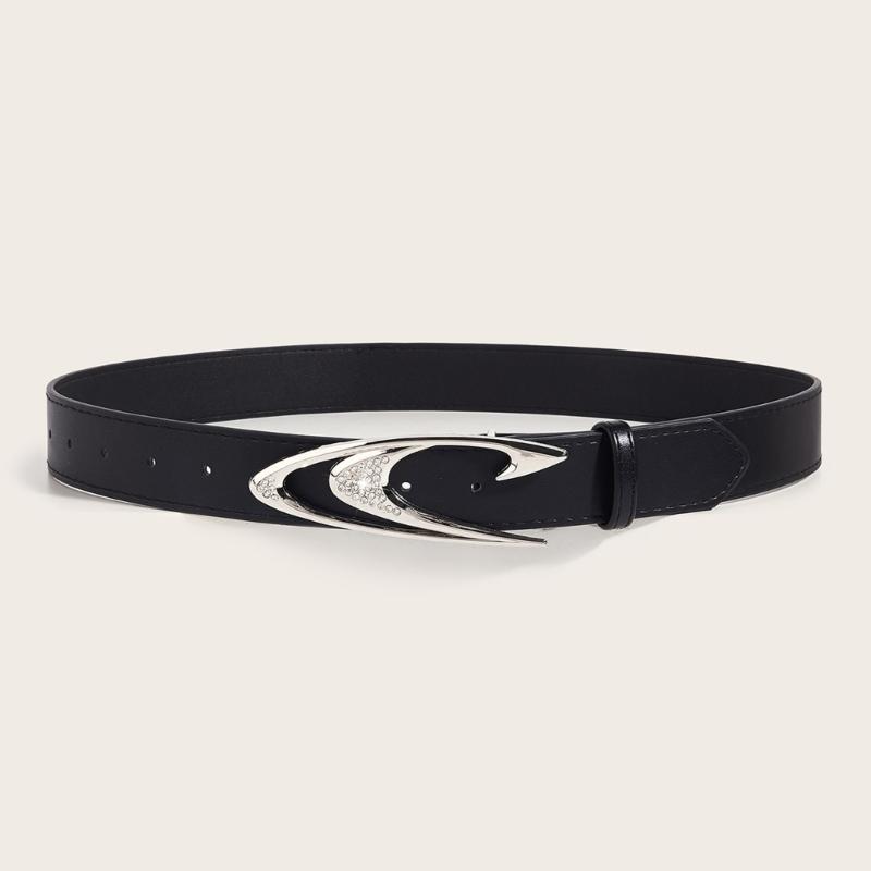 Punk PU Taillengürtel für Jeans Rock and Roll Hip Hop Nietengürtel Taillenband Glitzernde Schnalle mit Inkrustierten Strasssteinen