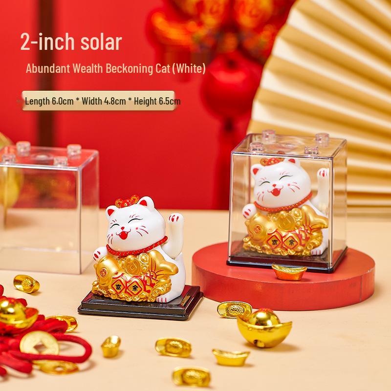 Solar Powered Waving Lucky Cat - Automatic Fortune Cat for Home, Desktop, or Car Decoration