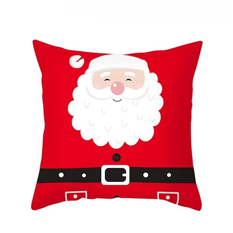 1 Piece of Christmas Decoration Pillowcase Cartoon Santa Claus Snowman Pattern Sofa Cushion Suite Room Home Decoration Gift