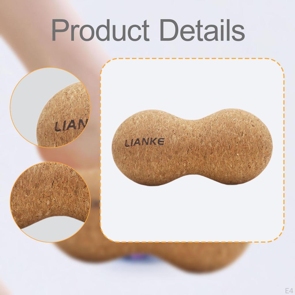 Cork Massage Ball Exercise Tool Lightweight Sleek Small Size Peanut Shape Muscle for Feet, Back,