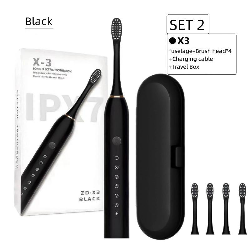 

Электрическая зубная щетка Перезаряжаемая Взрослая Детская Универсальная Мягкая щетка Бытовая Портативная Водонепроницаемая Набор зубных щеток X3