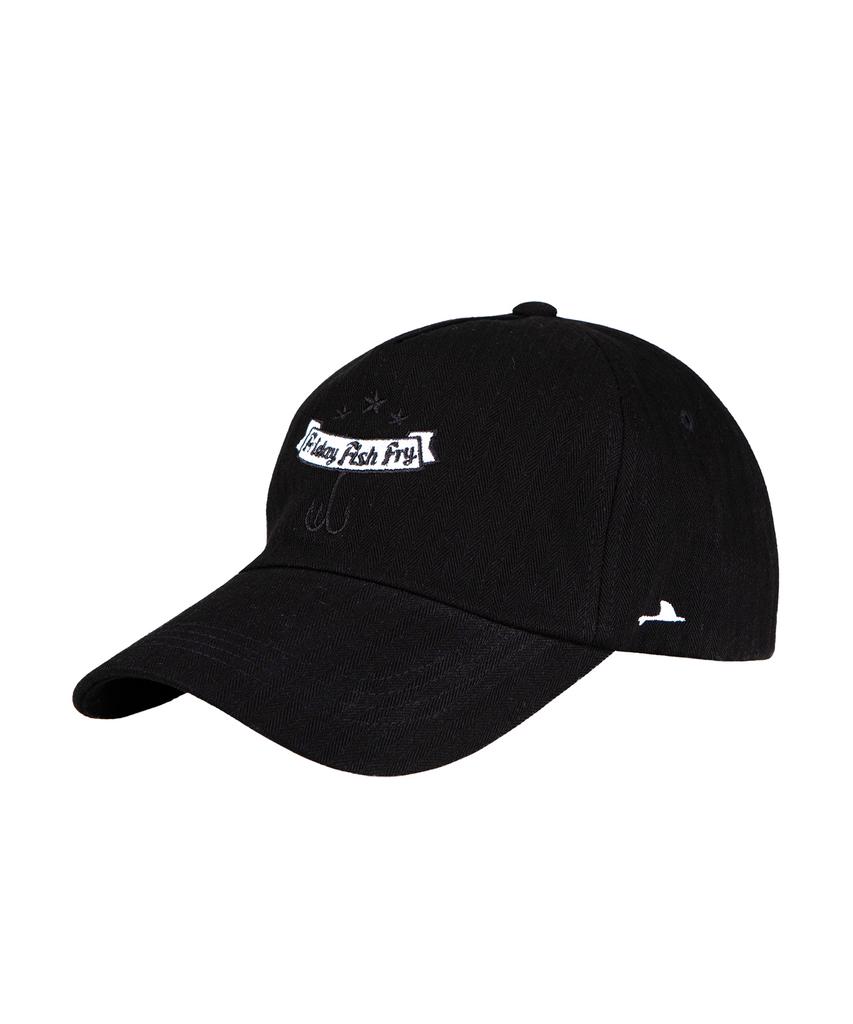 Akau Oversized Denim Herringbone 5-Panel Ball Cap (Black)