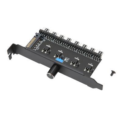Fan Hub 12V 3pin 4pin 1 Knob 8 Channels Stable Precise Fan Speed Controller with Screw for Computer