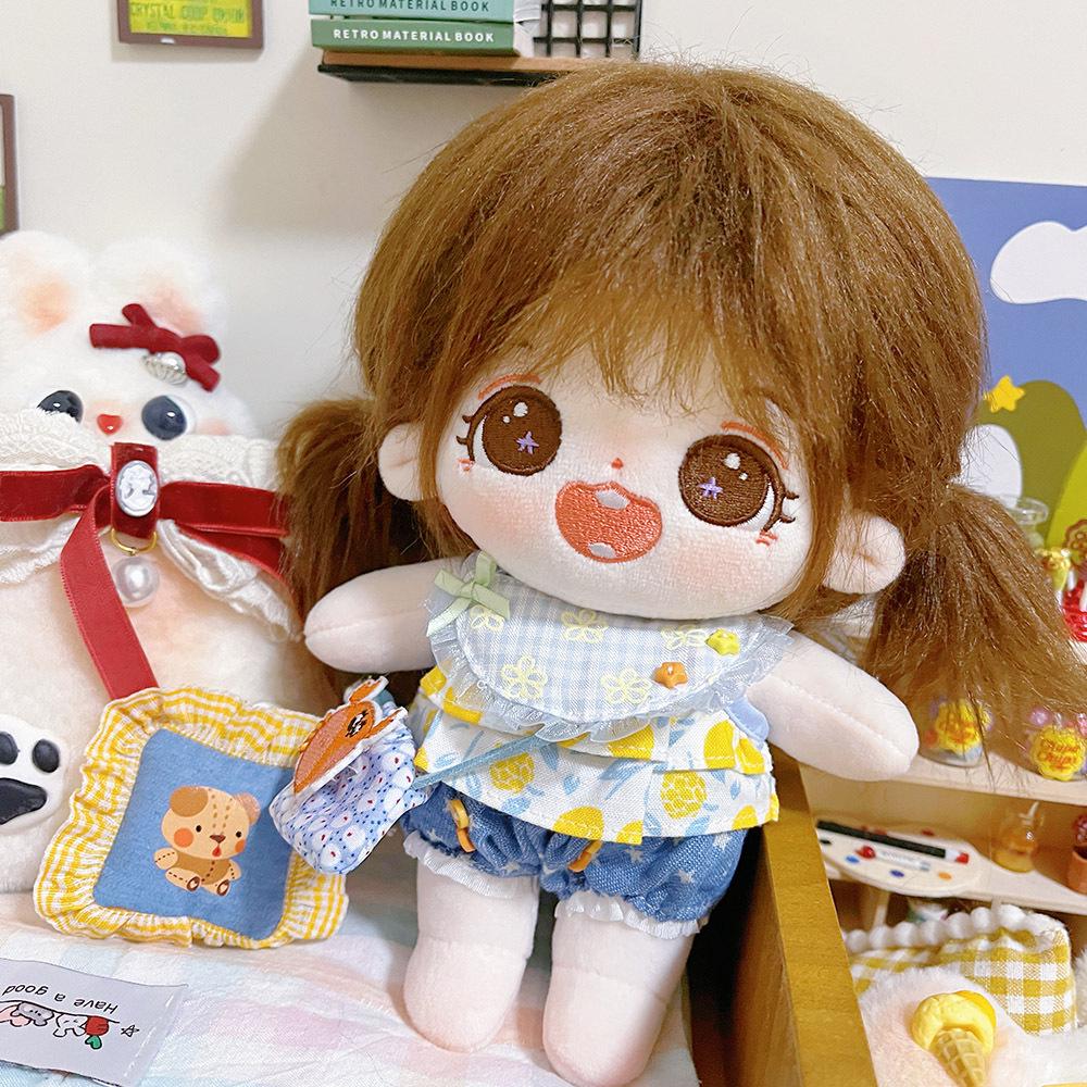 20cm Frizzy Cotton Plush Doll with Changeable Clothes - Cute Girl Gift