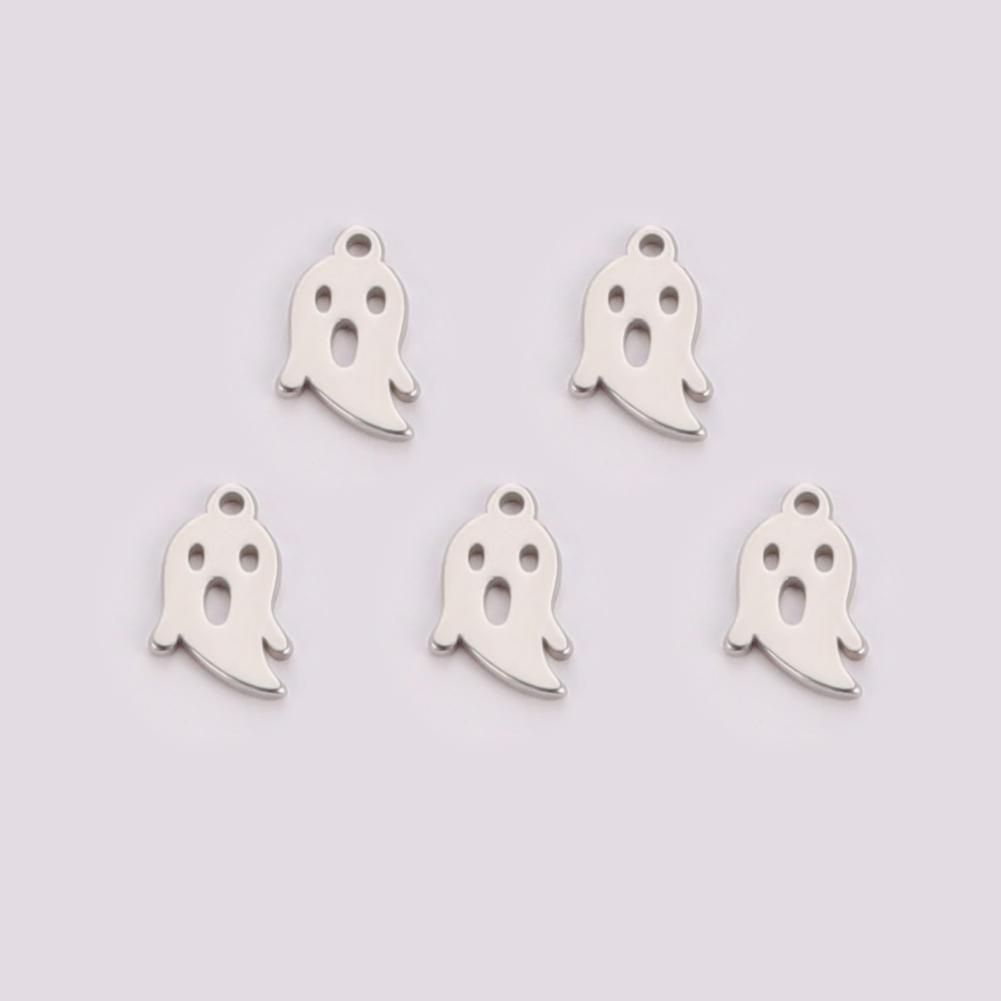 Teamer 5pcs/lot Stainless Steel Charms for Jewelry Making DIY Halloween Pendant for Bracelet Ghost Bell Trees Charm 2026 new