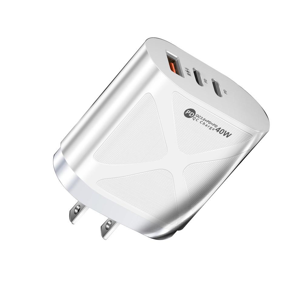 2,4A LED-Reise-Ladegerät mit Lichtern, USB + Dual-PD-Typ-C-Anschlüssen, EU/US-kompatibel