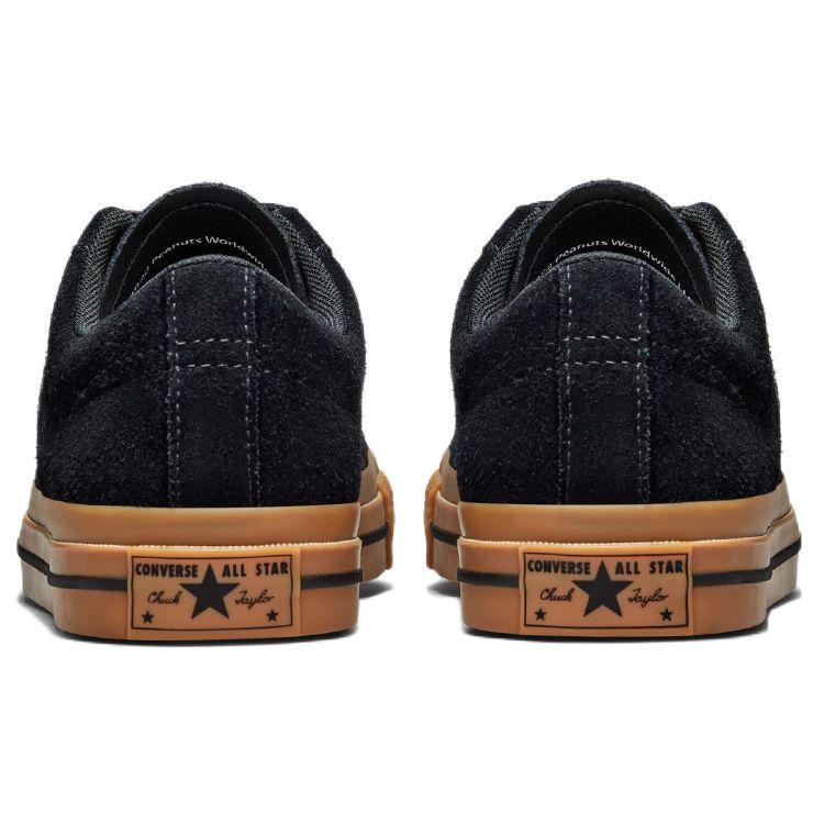 Erdnüsse x Converse One Star Low Snoopy und Woodstock Unisex-Sneaker Schwarz Reiher Eierschale Gummi-Honig A01873C