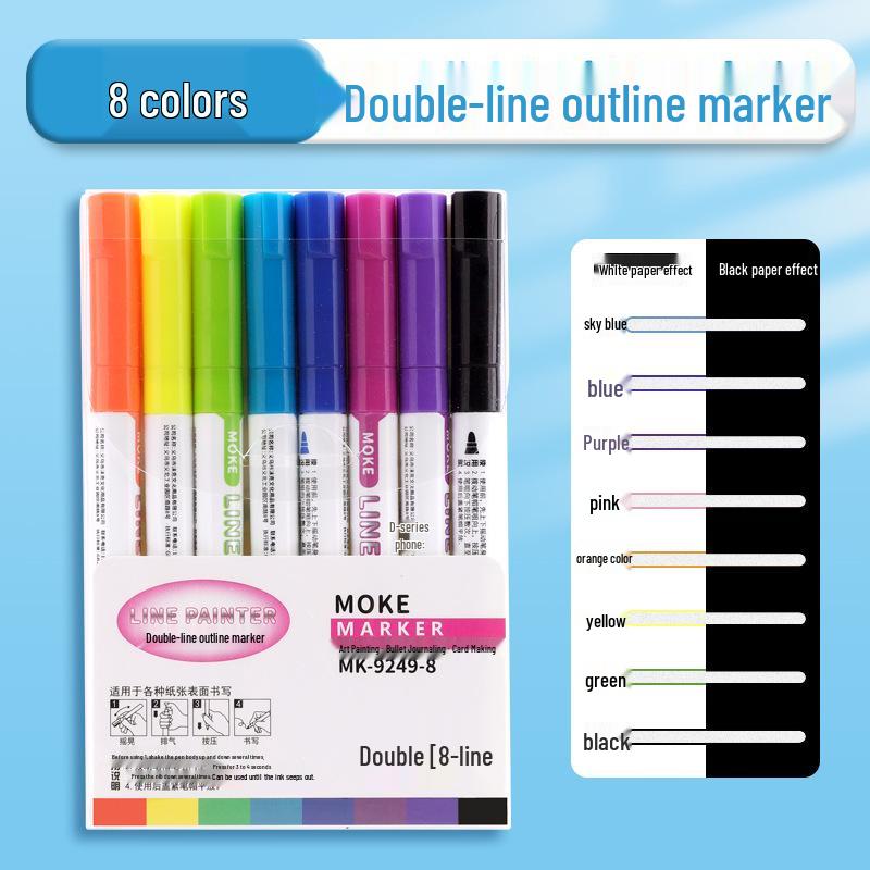 Dual-Line Fluorescent Glitter Journal Pen for Hand-Copied Art and Drawing No Specification