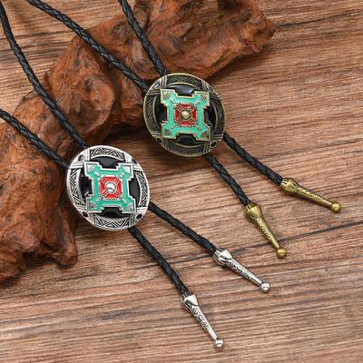 Ciondolo Rotondo in Lega Europea e Americana Totem Indiano Bolo Tie Collana
