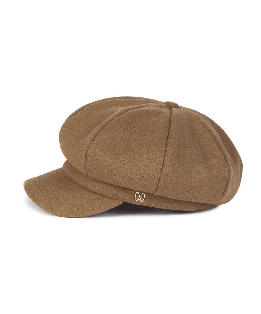 Bajal Va Square Studded Wool Newsboy Cap Beige