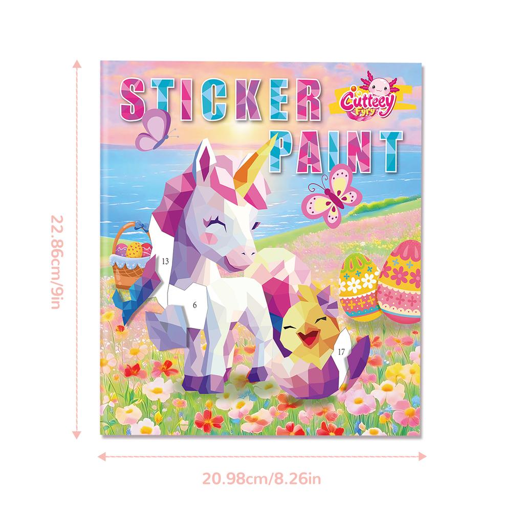 Busy Travel Toy Paint By Sticker For Kids, Screen Free Sticker Book By Number, Resuable Puzzle Sticker Paint Book For Girls Gift