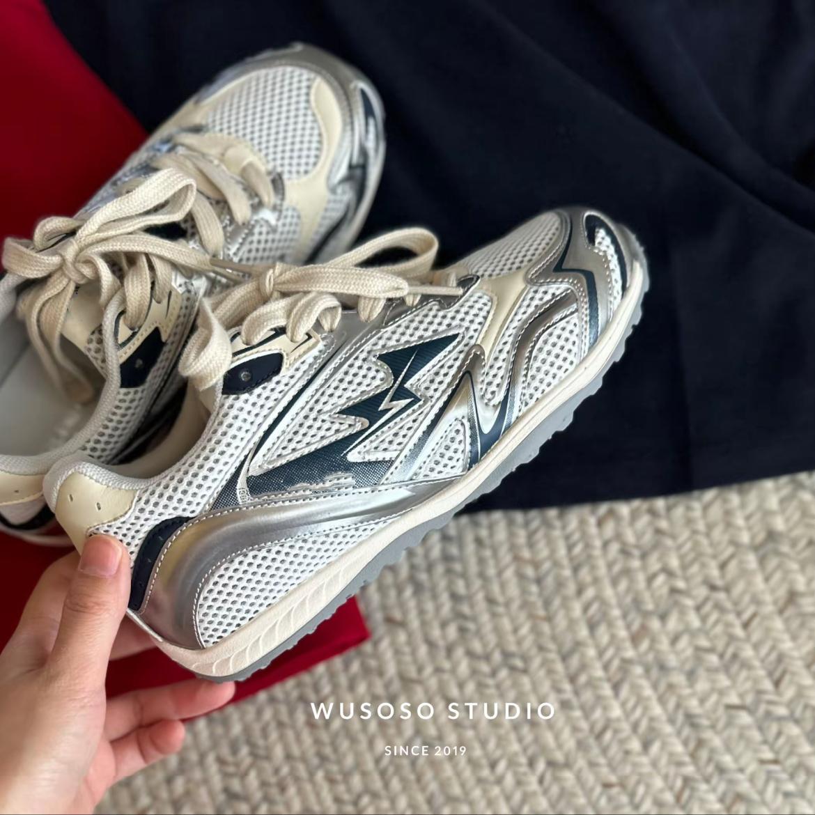 

[Blue Cabinet] Autumn | Retro Millennium Color Matching Mesh Casual German Training Sneakers Comfortable Versatile Casual Shoes Women 40 серый