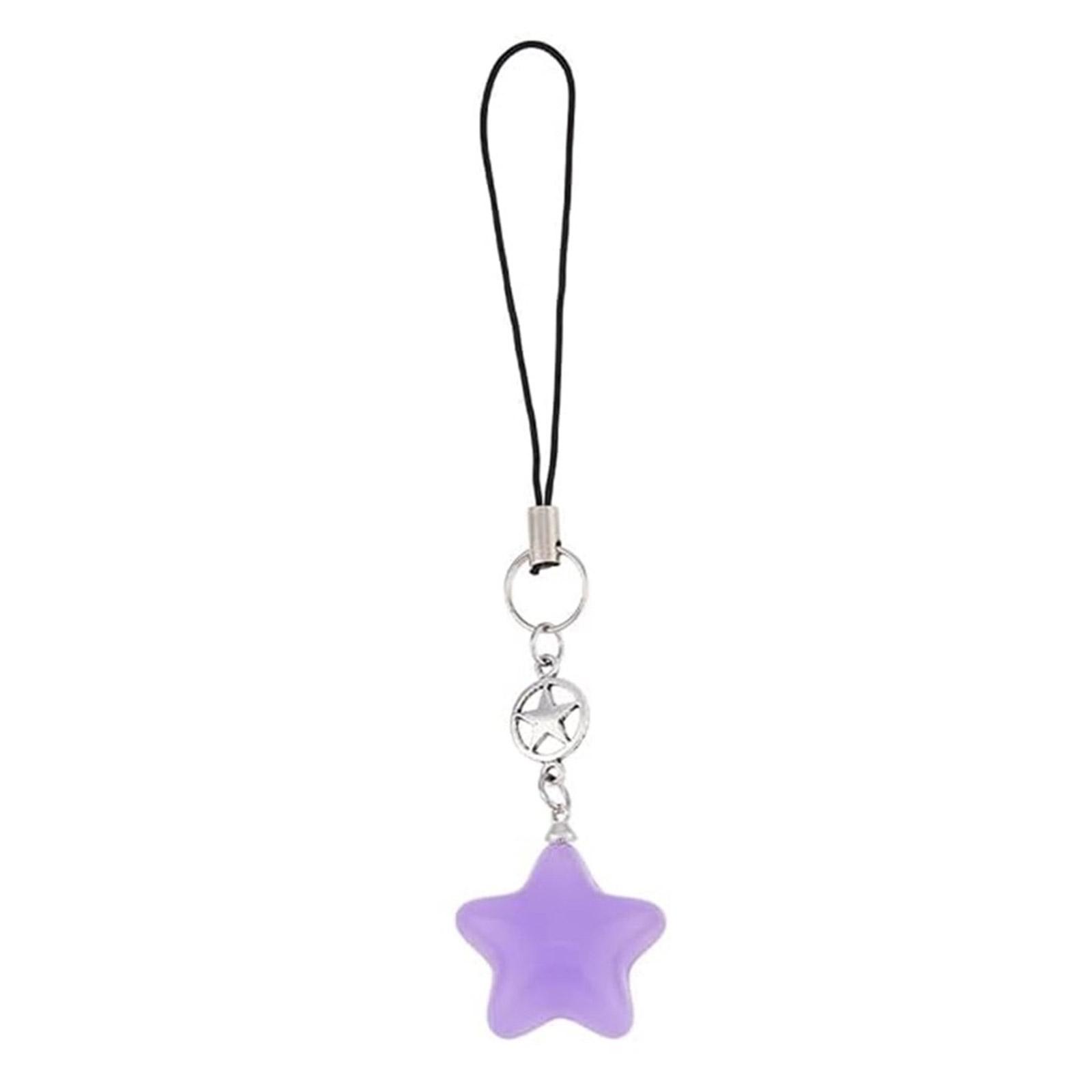 

Fashion Five-Pointed Star Phone Charm Straps Car Keys Hanging Pendants Y2K Bag Decoration Lanyard Purse Accessories фіолетовий